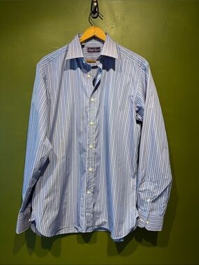 Ralph Lauren Purple Label Blue Stripe Men's Dress Shirt